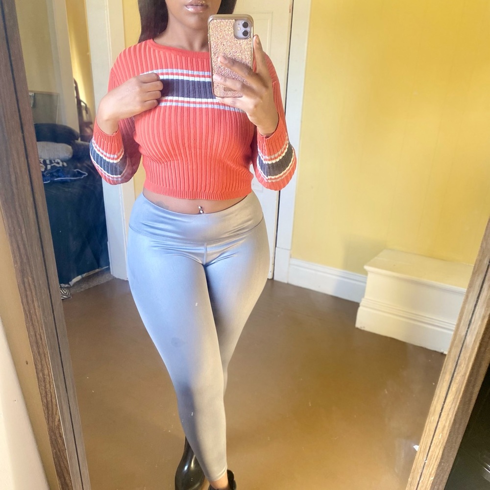 Rustic Orange Textured Long Sleeve Top